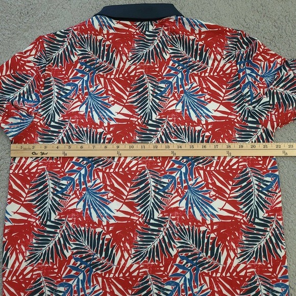 Goodfellow & Co Polo Shirt Mens Large Hawaiian Aloha Palm Floral Knit Collar - Picture 7 of 10